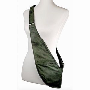 New Forest Green Cross-Shoulder Hands-Free Leather Classic Sash Bag